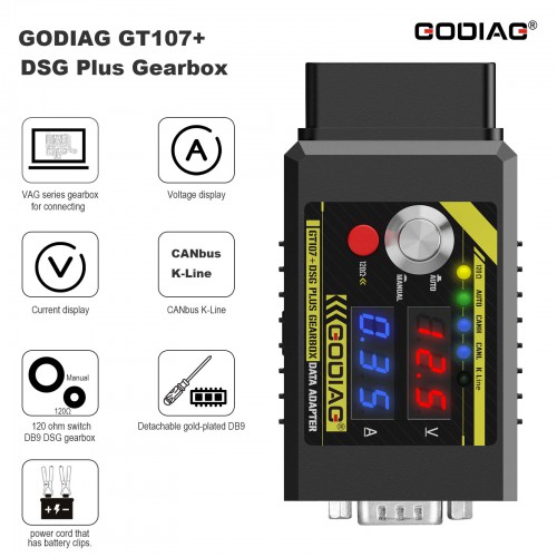 GODIAG GT107+ DSG Plus Gearbox Data Adapter For DQ250, DQ200, VL381, VL300, DQ500, DL501, Benz, BMW work with Pcmtuner Kess V2 etc