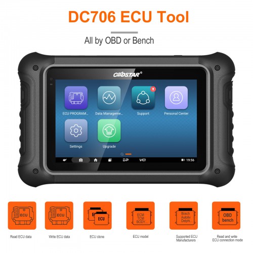 Full Version OBDSTAR DC706 ECU Tool for Car and Motorcycle ECM & TCM & BODY Clone by OBD BENCH and Boot Replace I/O Terminal