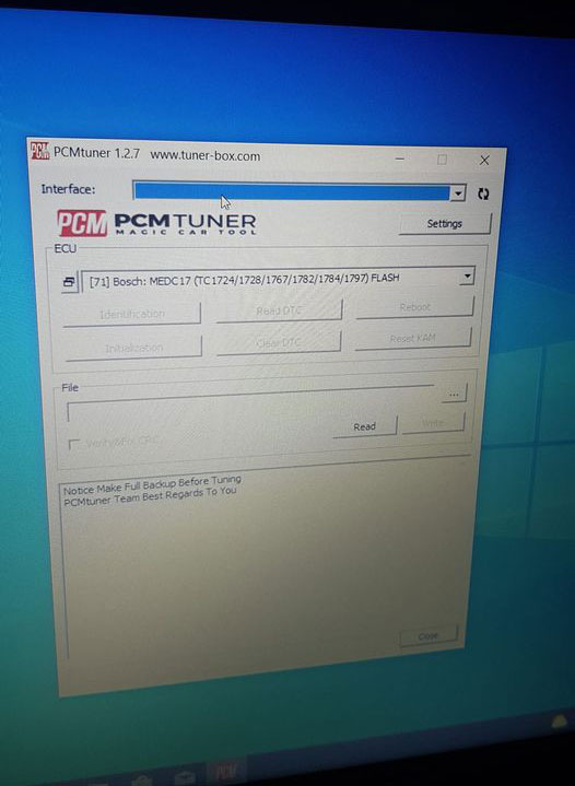 pcmtuner flash 1.2.7 not show interface