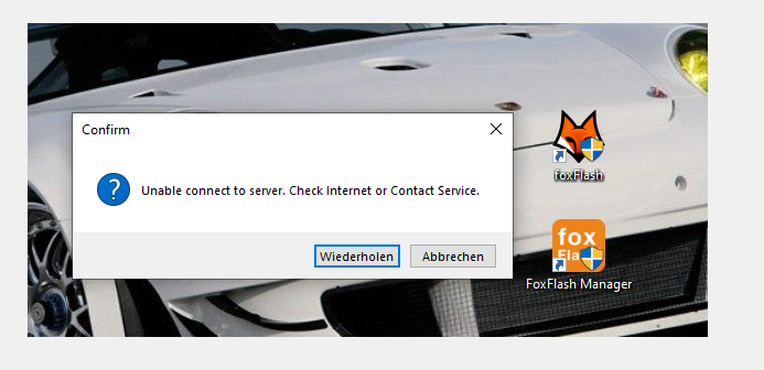 foxflash unable to connect server